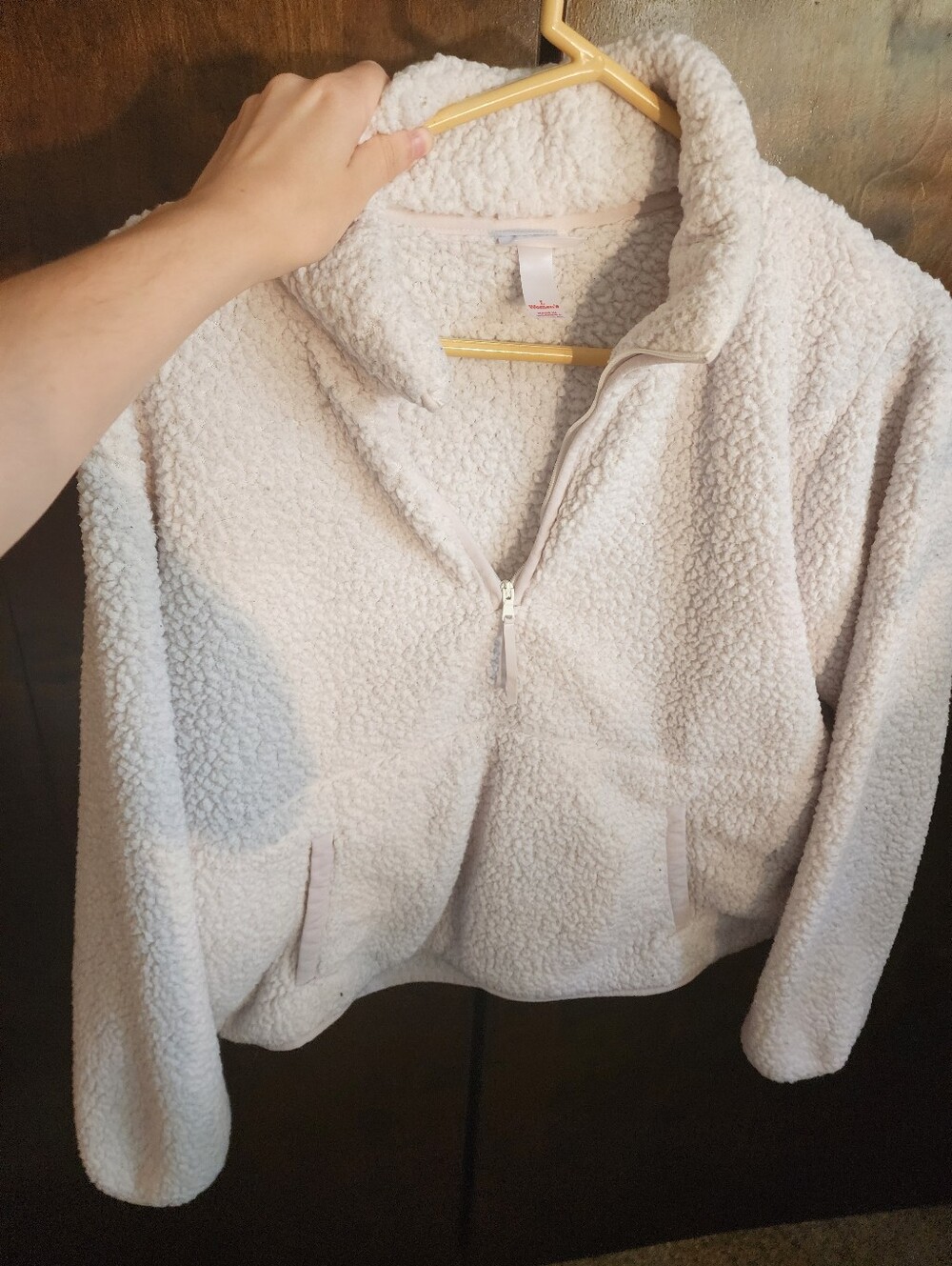 Wondershop Large Plush Sherpa Quarter-Zip Jacket in Light Cream